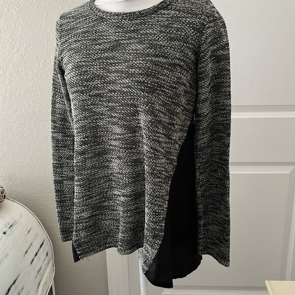 Lucky Brand Denim Co Black /White Sweater with  Black Fabric VTG - Picture 1 of 10